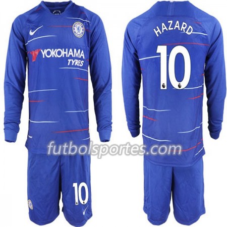 Camisetas Chelsea Hazard 10 Niño Primera Equipacion 2018/2019 Manga Larga